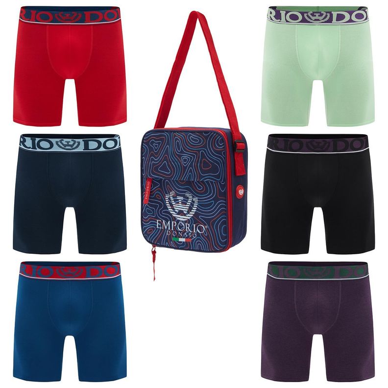 Pack de 6 Boxer Largo Algodón Hombre Con Bolso Regalo -0