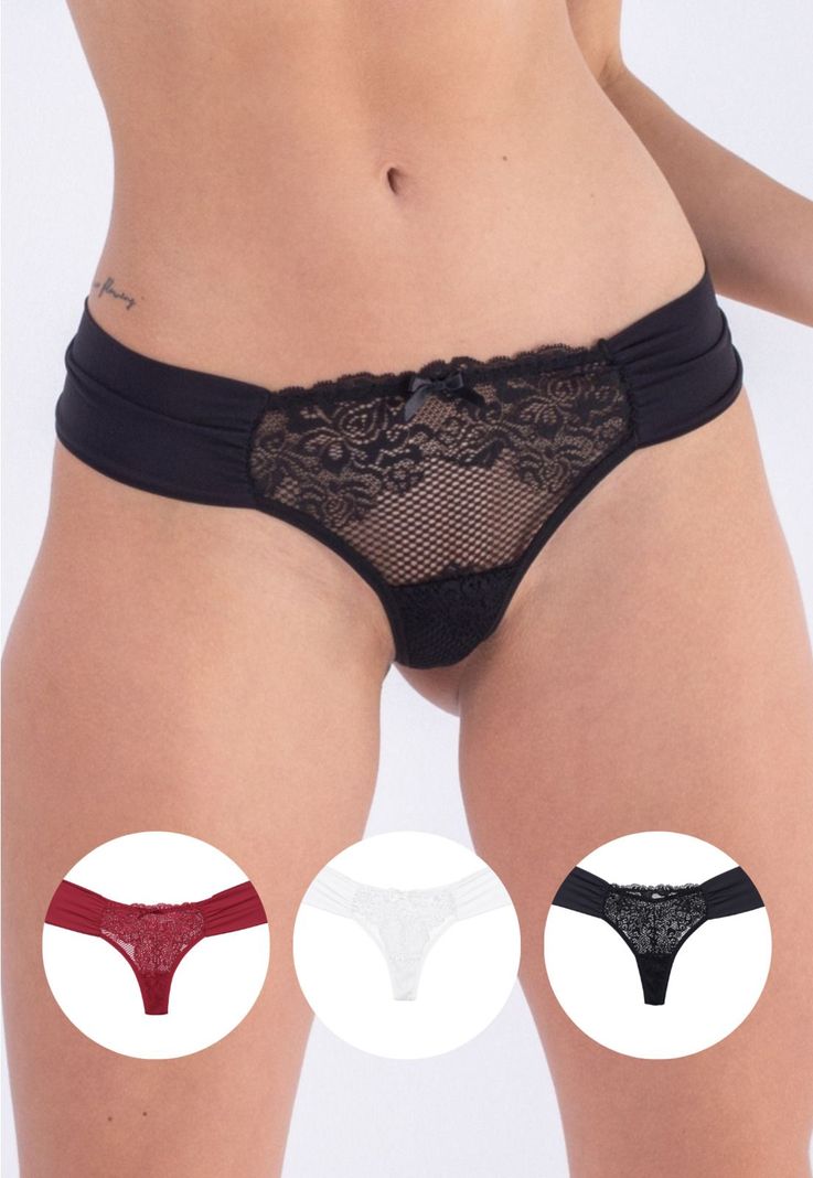 Pack x3 Colaless Lateral Drapeada Y Encaje 2Rios-0