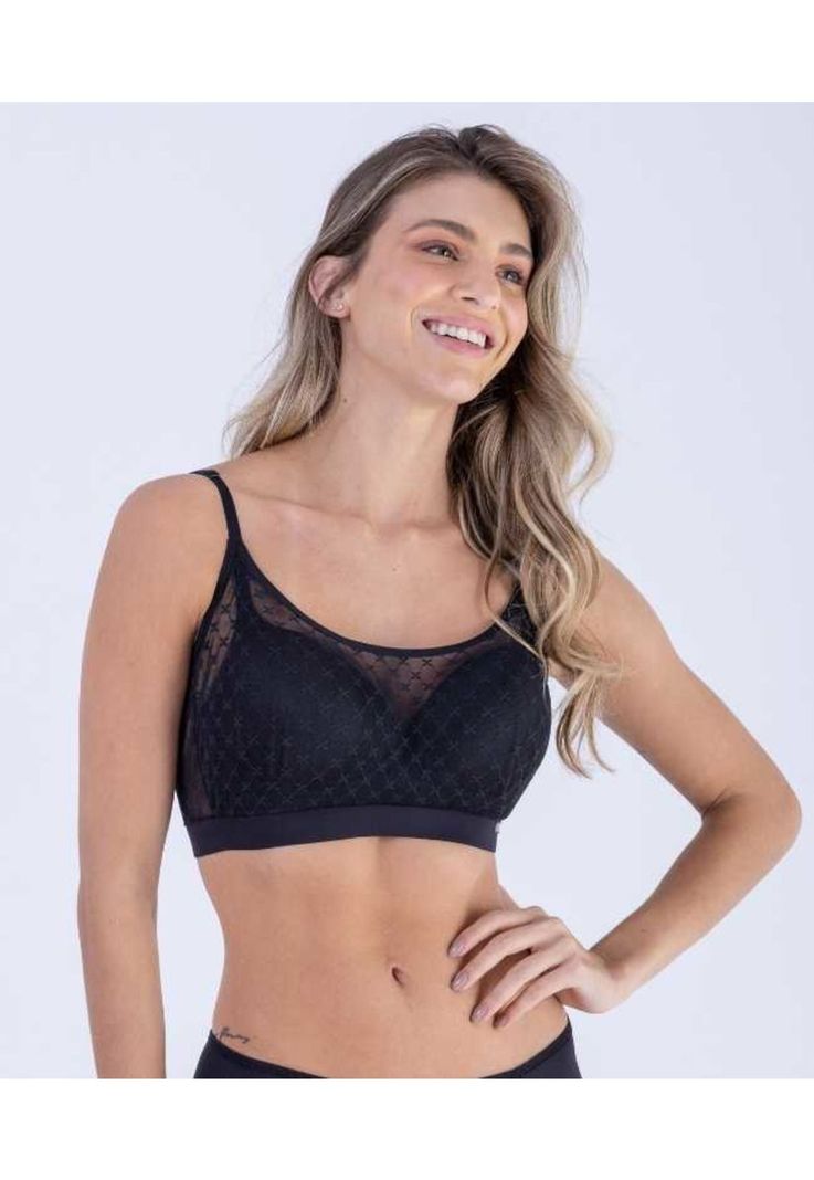 Top de tule con copas y sin aros Negro 2Rios-0