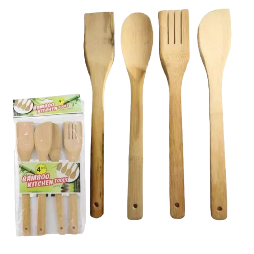 Set Cucharas De Palo Madera 4u-0
