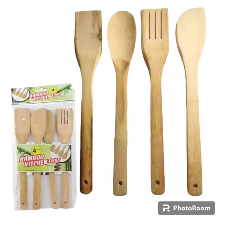 Set Cucharas De Palo Madera 4u-1
