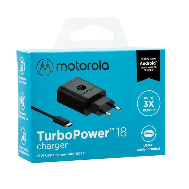 Cargador de pared Turbo Power 18w MOTOROLA con Cable USB a C-5