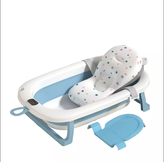 Banera Plegable con Termometro Azul