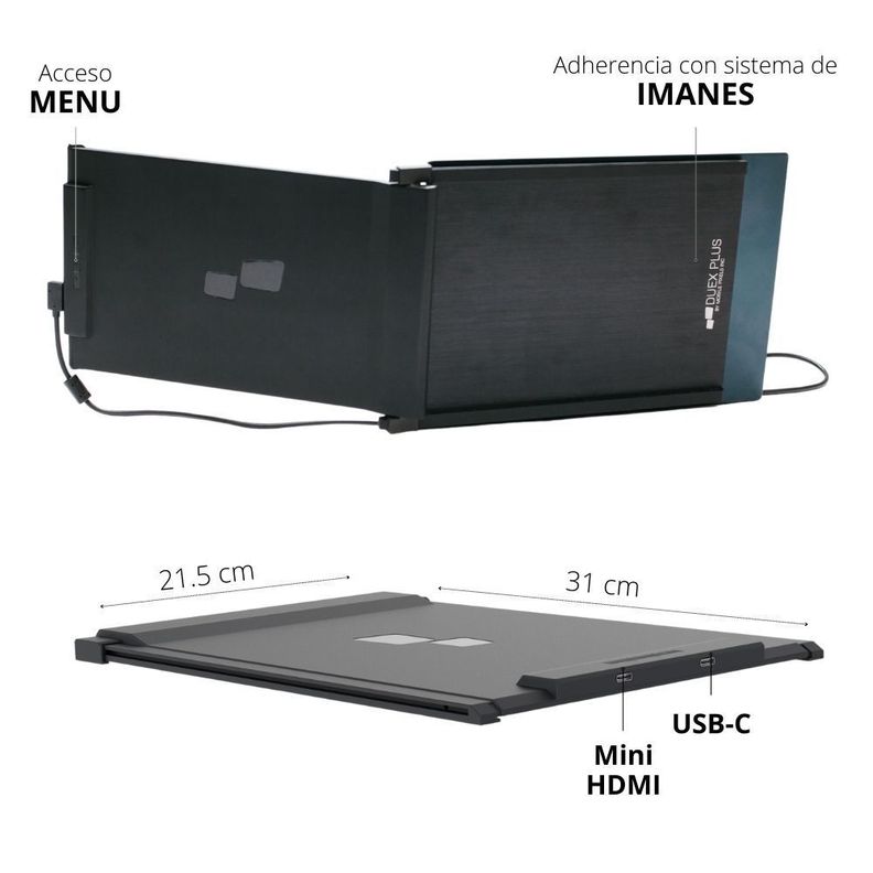 Monitor Portátil y Acoplable, DUEX PLUS DS, 13.3"-2