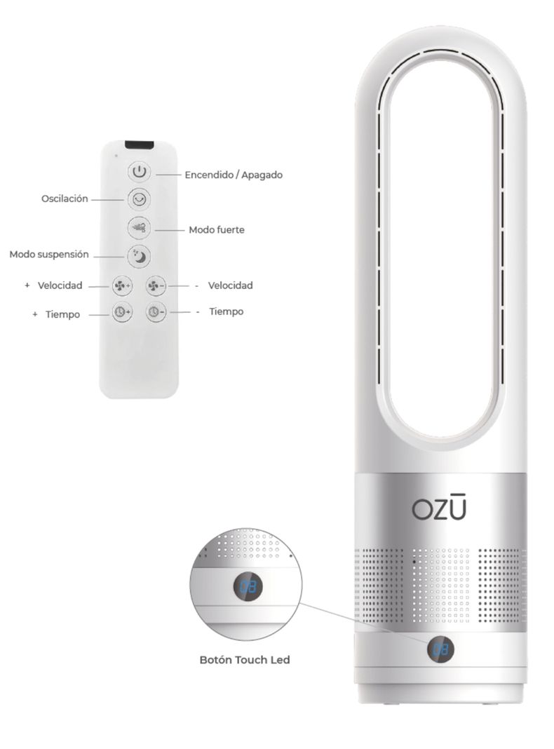 Ventilador torre Ozu sin aspas 22"-1