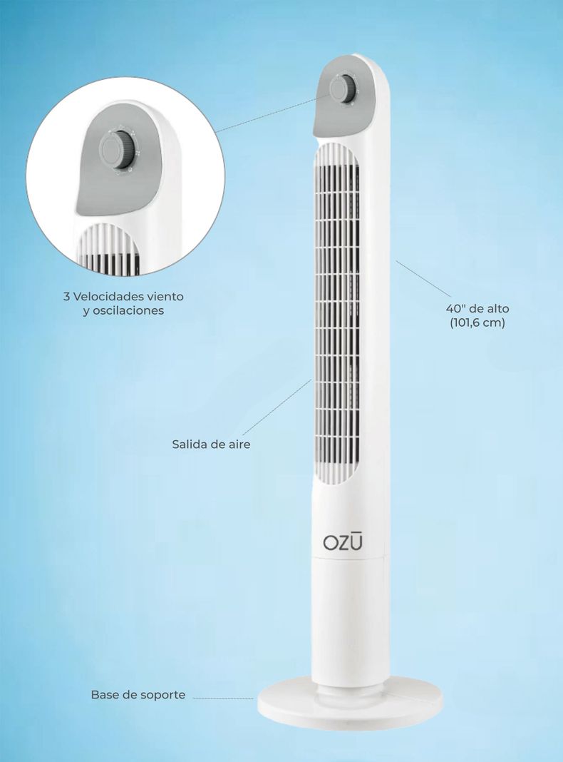 Ventilador torre Ozu Blanco 40"-2
