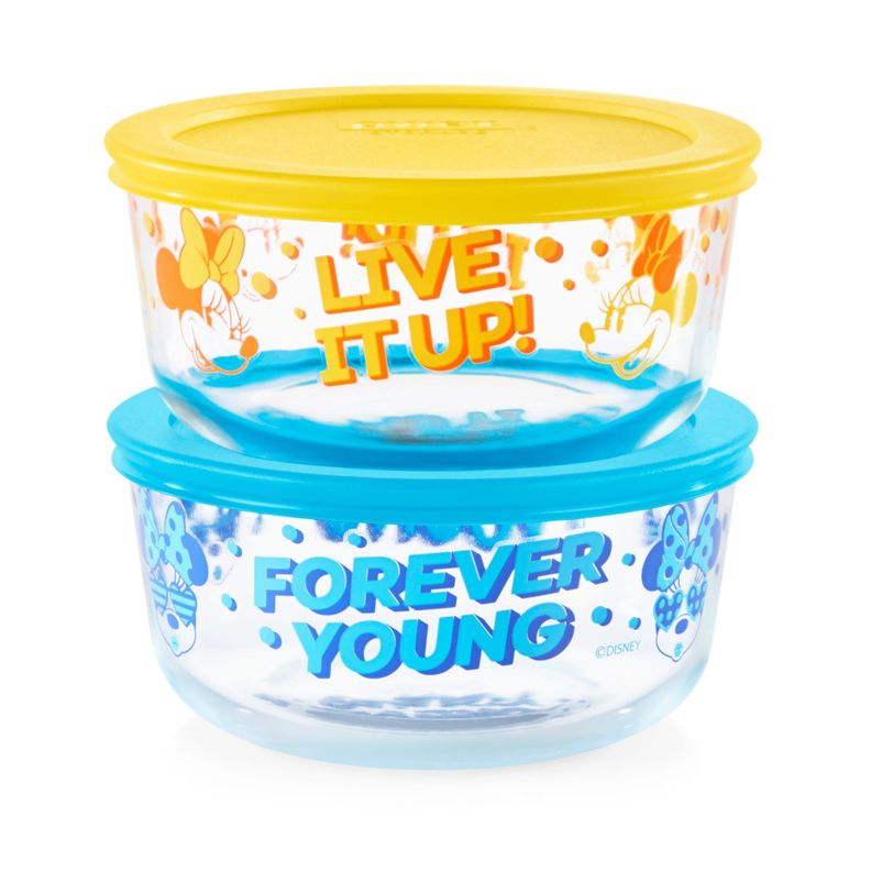 Set 2 fuentes Disney Minnie De Vidrio Con Tapa 950 ml Pyrex-0