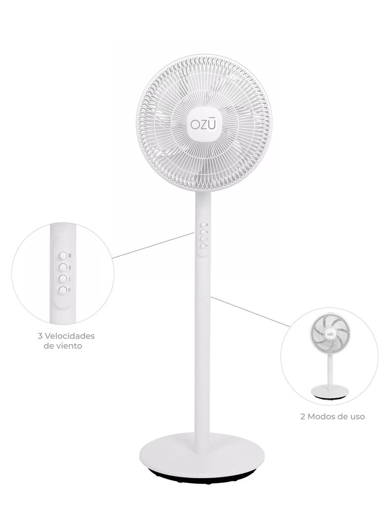 Ventilador Pedestal Blanco 14" 7 aspas Ozu-2