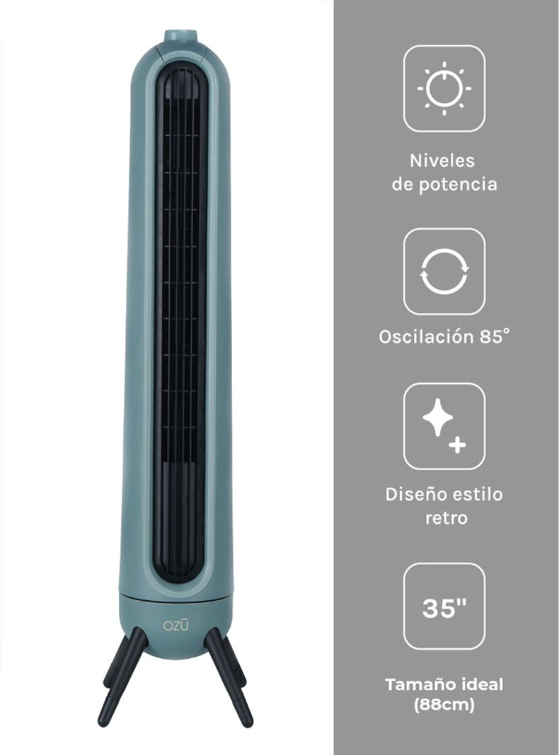 Ventilador torre Ozu patas color petroleo 35"-2