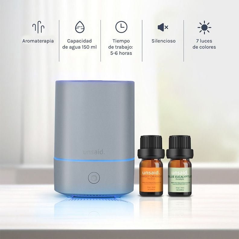 Kit Difusor de Aroma Nano Ultrasónico Gris Unsaid-2