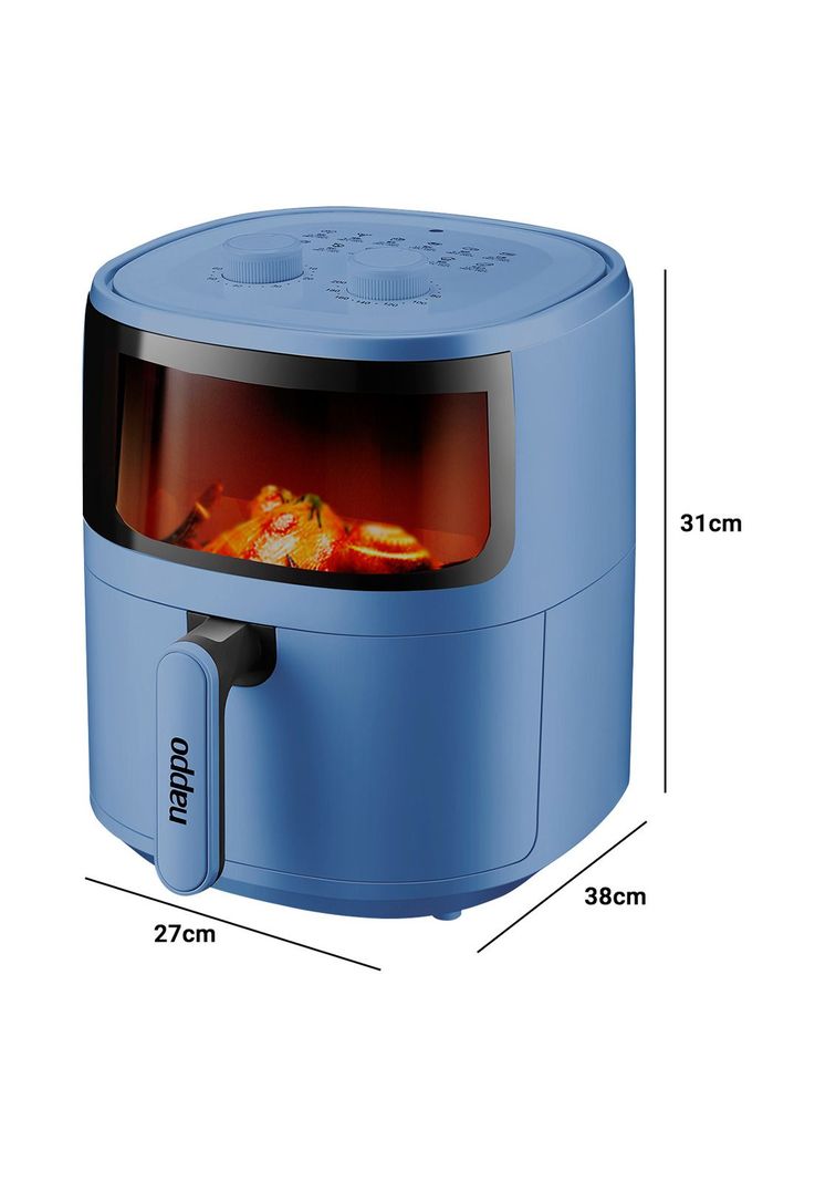 Freidora de Aire Nappo 1500W 5,7L Con Luz y Visor Azul-2
