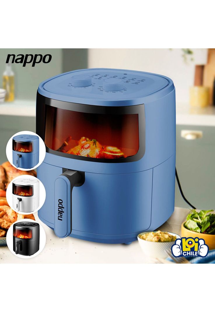 Freidora de Aire Nappo 1500W 5,7L Con Luz y Visor Azul-3