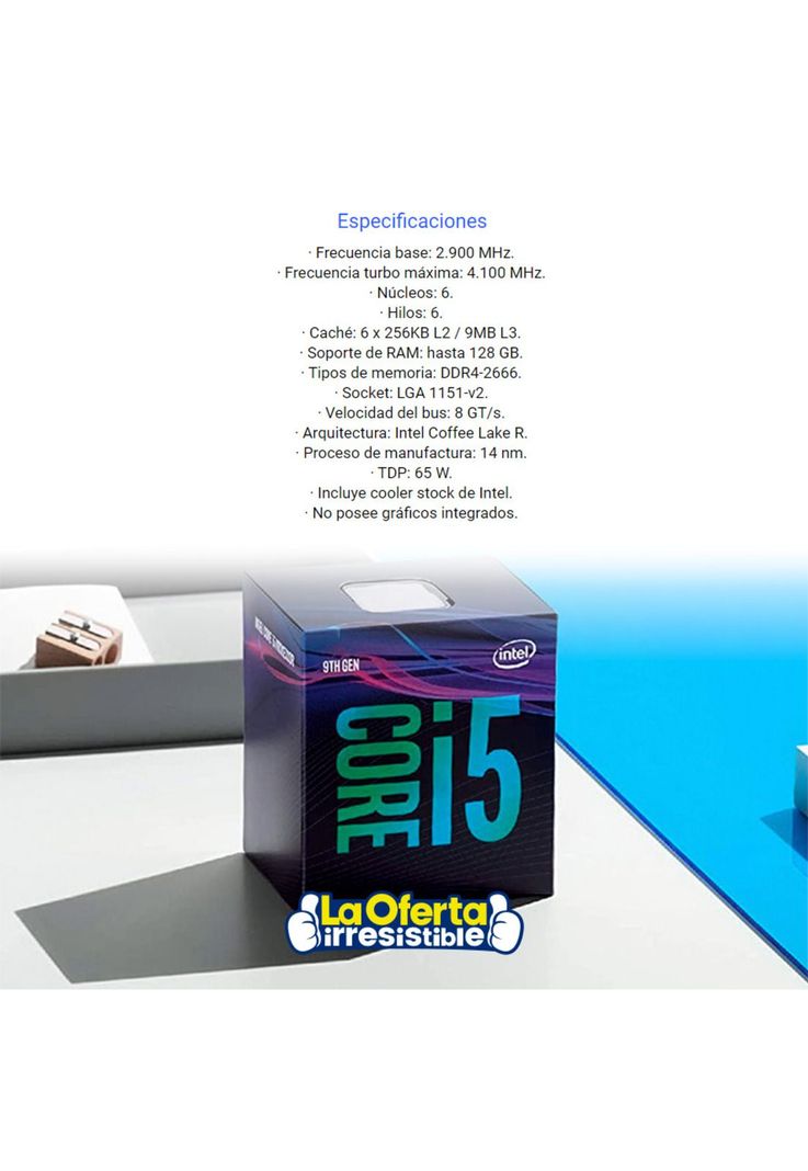 Procesador Intel Core i5-9400F 6Core 2.9Ghz Intel | Paris.cl