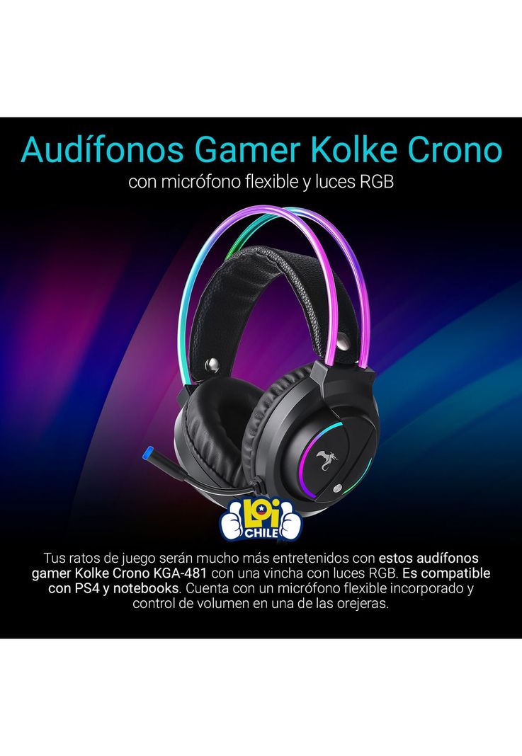 Audífonos Gamer Kolke Crono Micrófono LED RGB PC PS4 PS5 Xbox-1