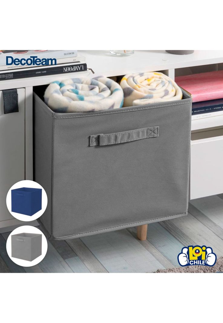 Caja Organizadora de Tela Decoteam Lavable Multiuso Gris-3