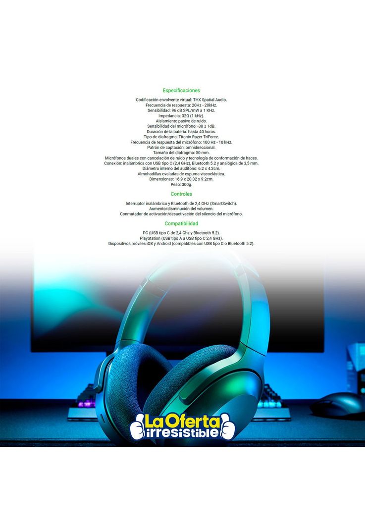 Audífonos Gamer Razer Barracuda Wireless Inalámbricos-2