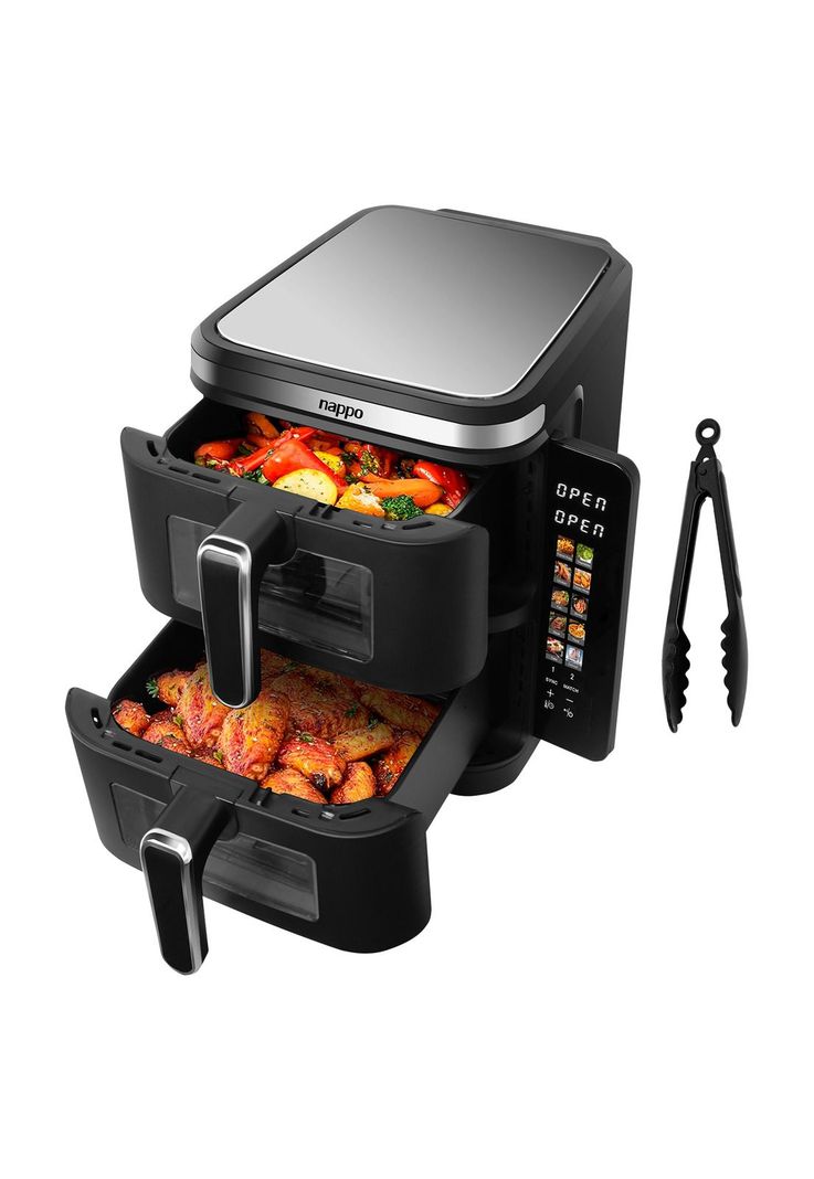 Freidora de Aire Nappo Doble Cesta 11L Panel Digital 2800W Negro