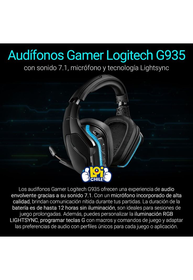 Audífonos Gamer Inalámbricos Logitech G935-1