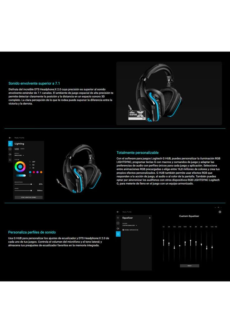 Audífonos Gamer Inalámbricos Logitech G935-3