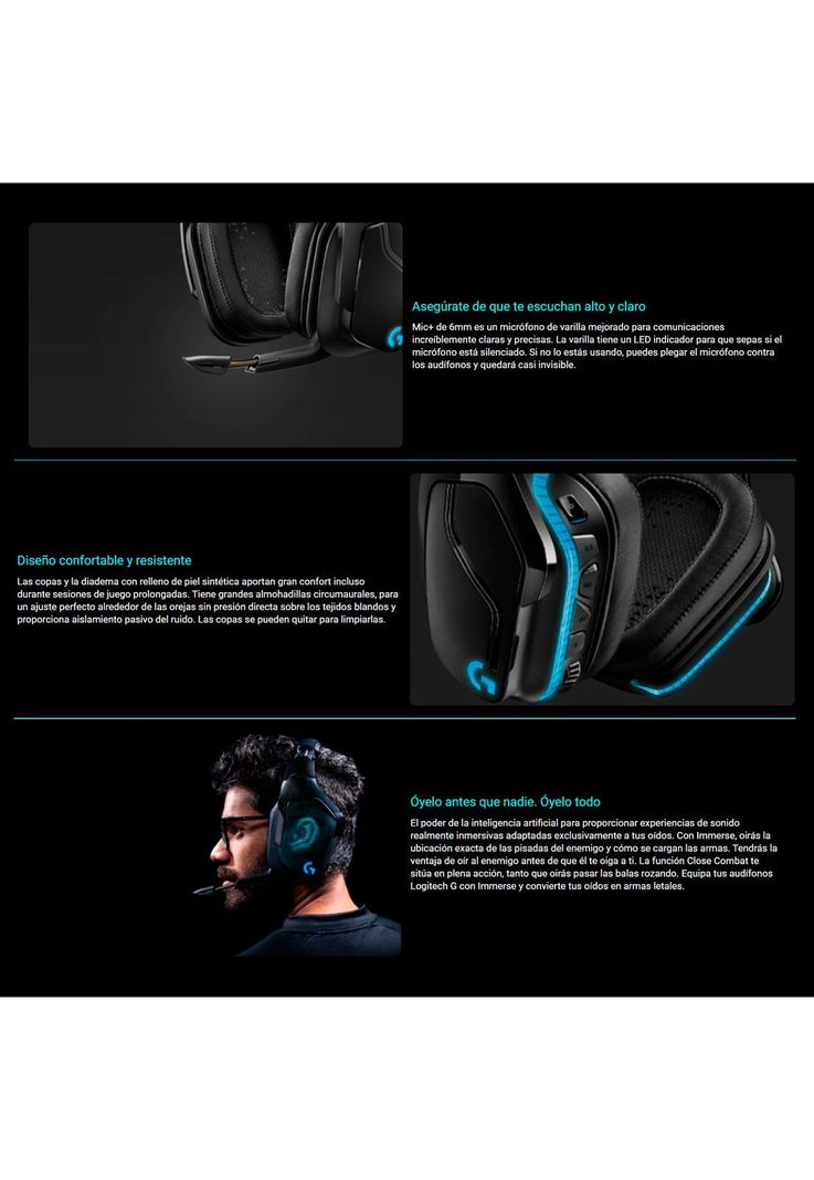 Audífonos Gamer Inalámbricos Logitech G935-4