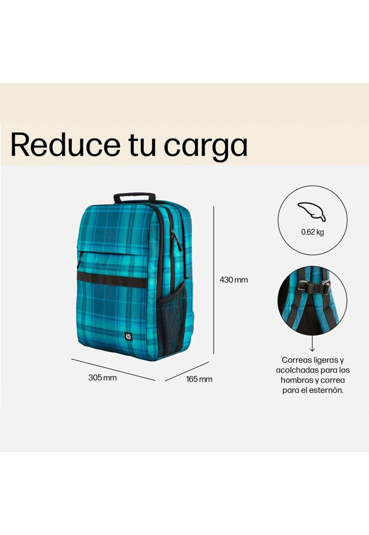Mochila Hp Campus Xl Tartan Plaid Backpack 20L-4