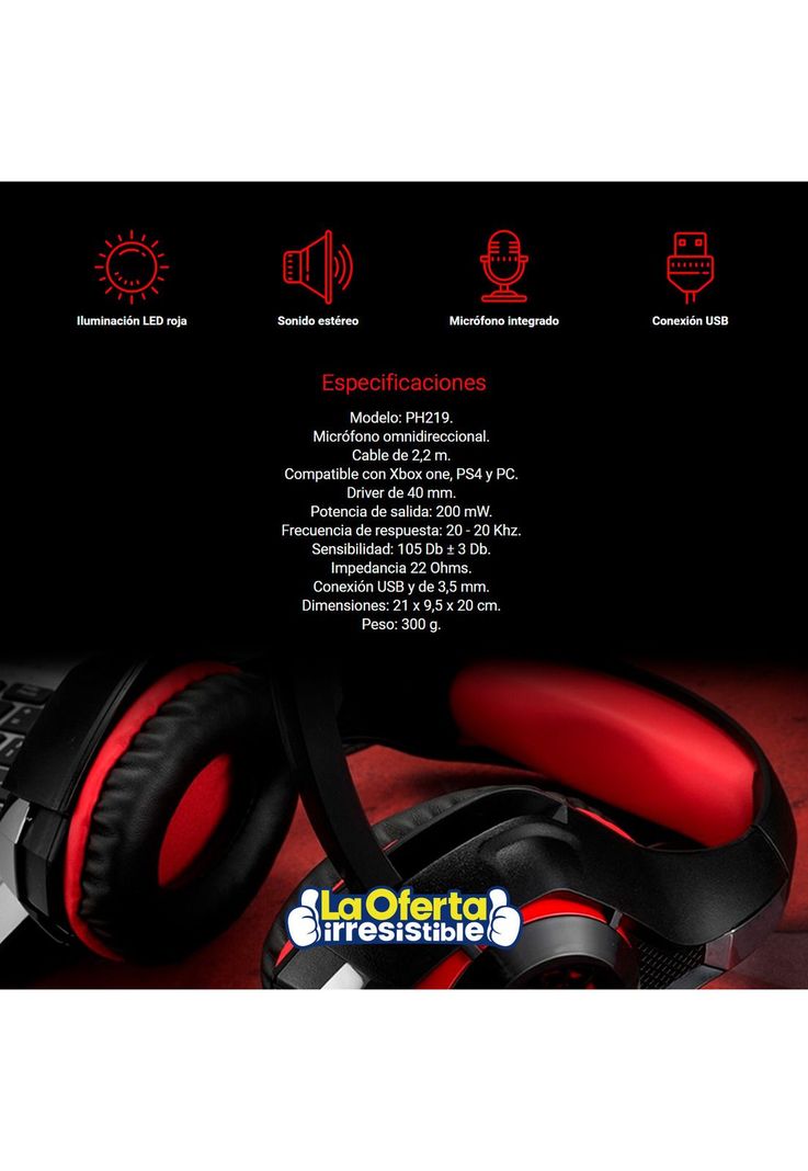 Audífonos Gamer Warrior Rama PC PS4 Xbox One-2