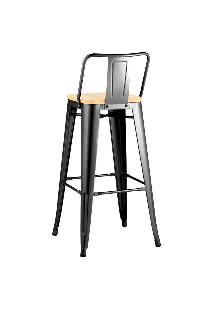 Pack 3 Sillas Piso Bar Taburete Metal y Madera-4