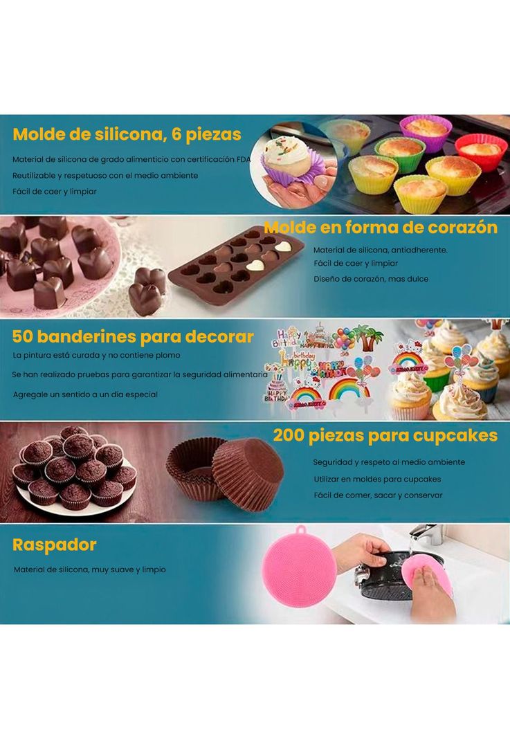 Set de Repostería CROiX 512 Piezas Silicona Acero Inoxidable-7