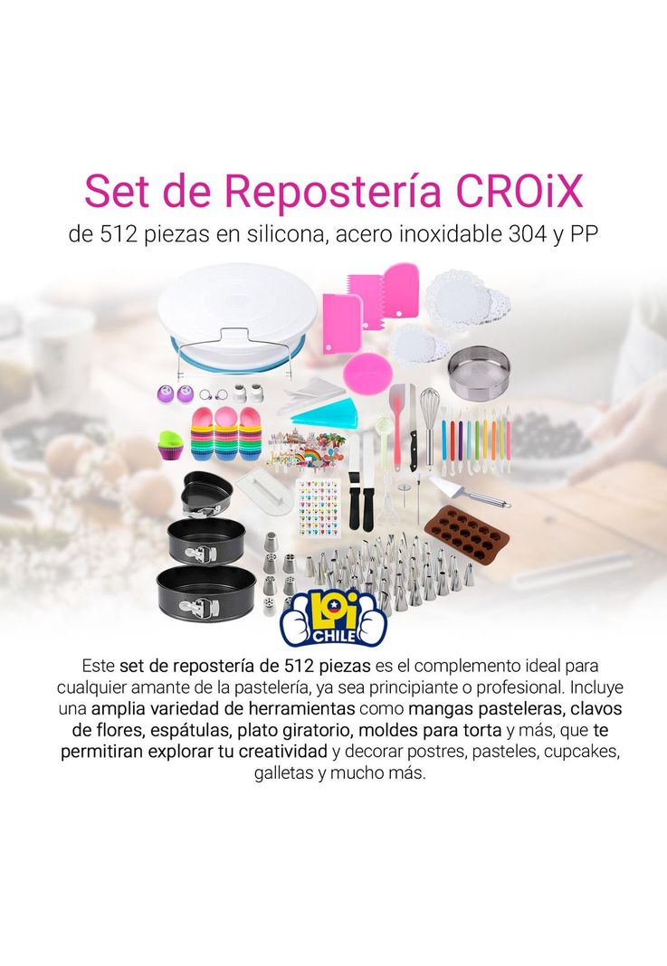 Set de Repostería CROiX 512 Piezas Silicona Acero Inoxidable-8