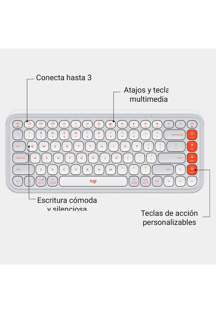 Kit Teclado y Mouse Inalámbricos Logitech Pop Icon Blanco-1