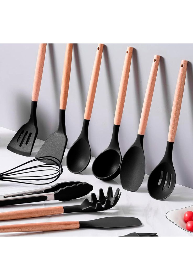 Set de Utensilios de Cocina CROiX 19 Piezas Silicona Madera-2