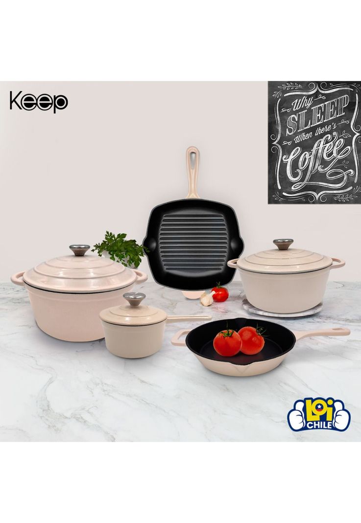 Batería de Cocina Hierro Fundido Antiadherente 5 Piezas Keep-3