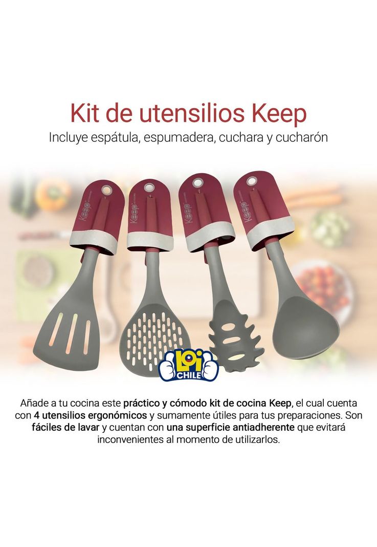 Set 4 Utensilios Cocina Espátula Espumadera Cuchara Cucharon-1