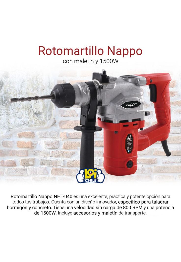 Taladro Rotomartillo Nappo 1500w Loi Chile-1