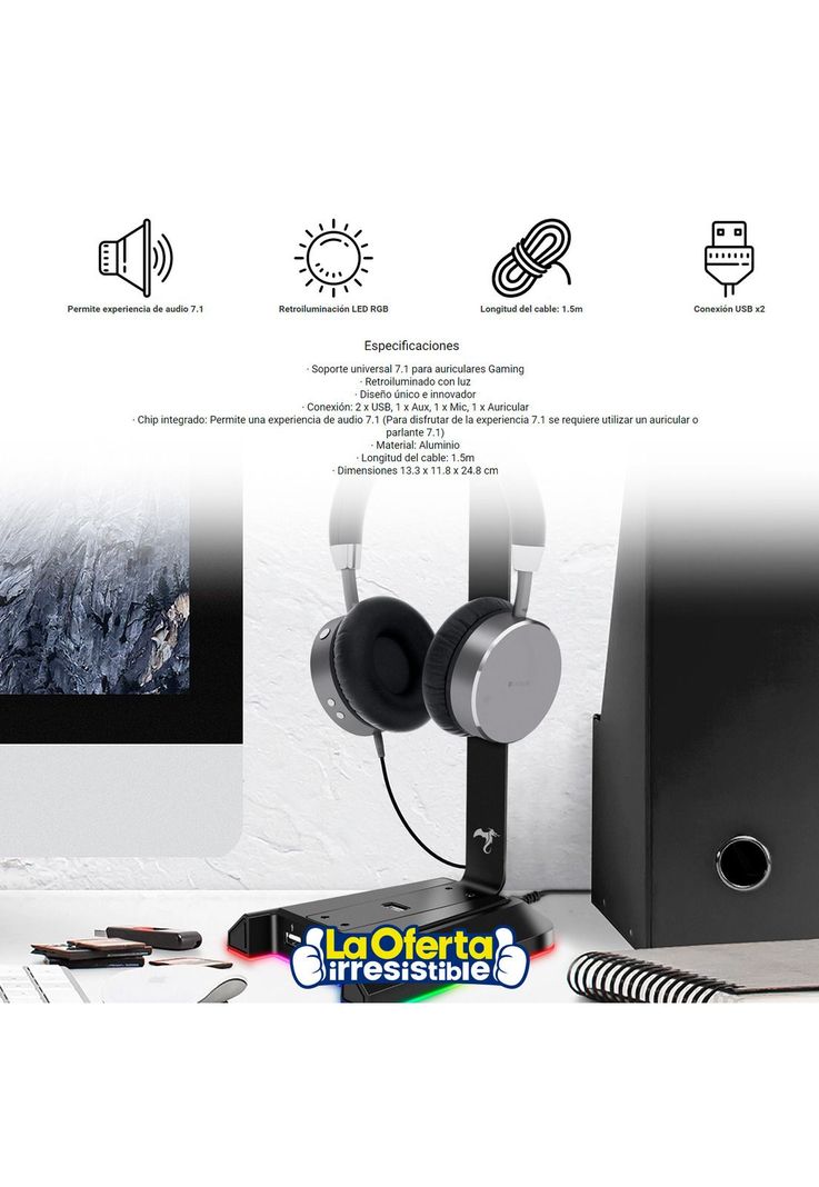 Soporte Para Audifonos Kolke con Luz Chromatic KGI-474-2