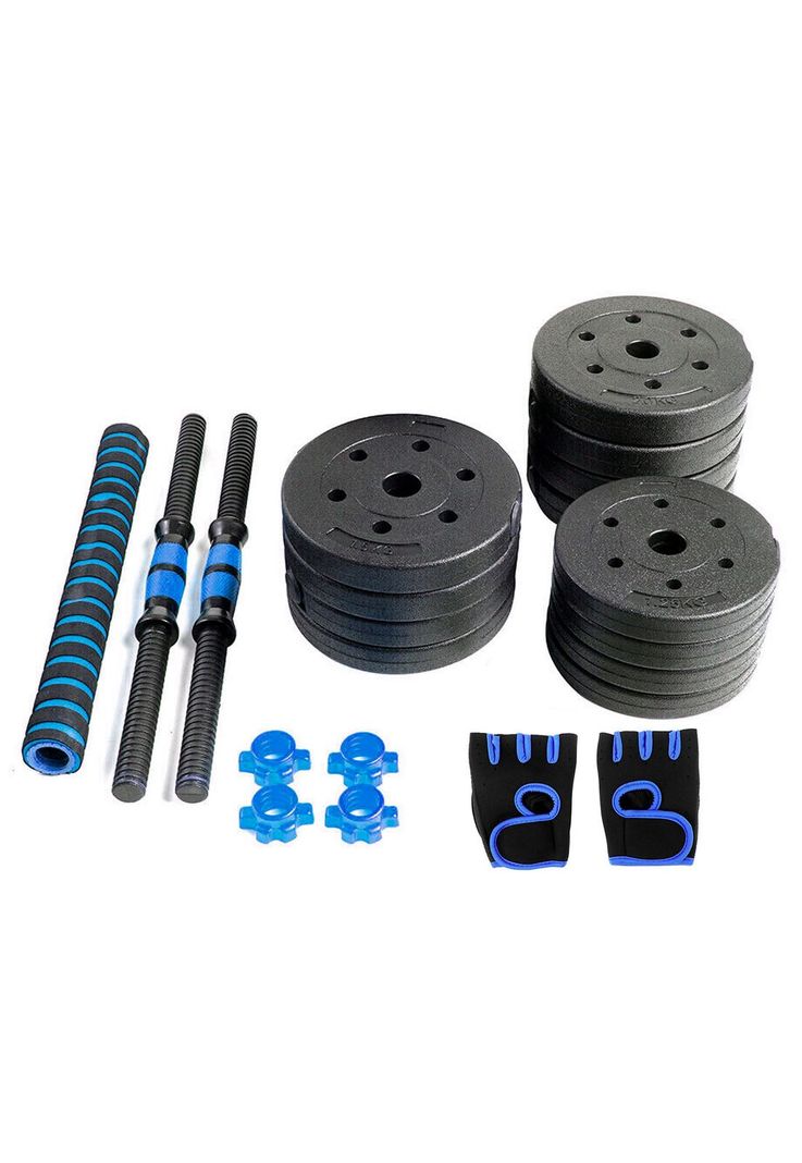 Mancuernas Ajustables Nappo Barra Conectora Guantes Azul-1