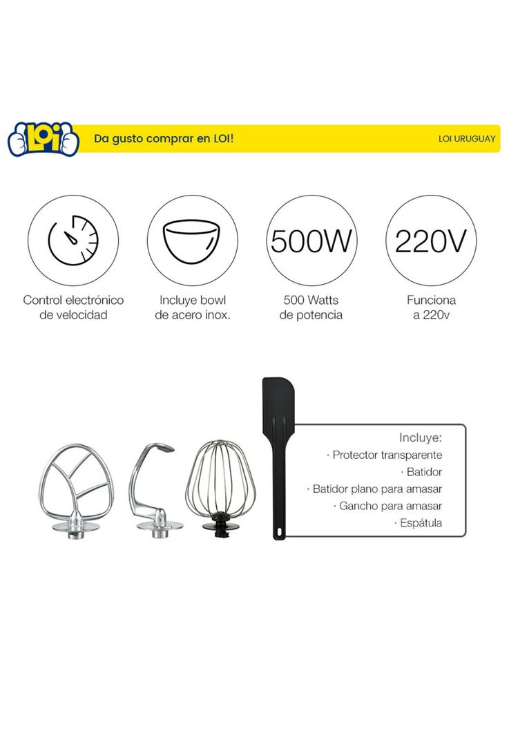 Batidora Planetaria Nappo 500W Con Bowl De Acero 4L-3