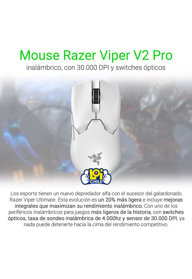 Mouse Gamer Razer Viper V2 Pro Inalámbrico Recargable Blanco-1