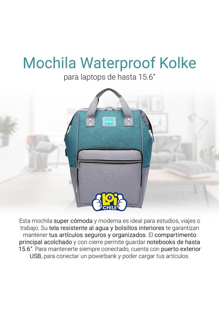 Mochila para Notebook Kolke Impermeable con Puerto USB-1
