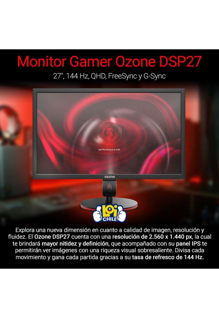 Monitor Gamer Ozone 27' DSP27 IPS 144Hz 1Ms-1