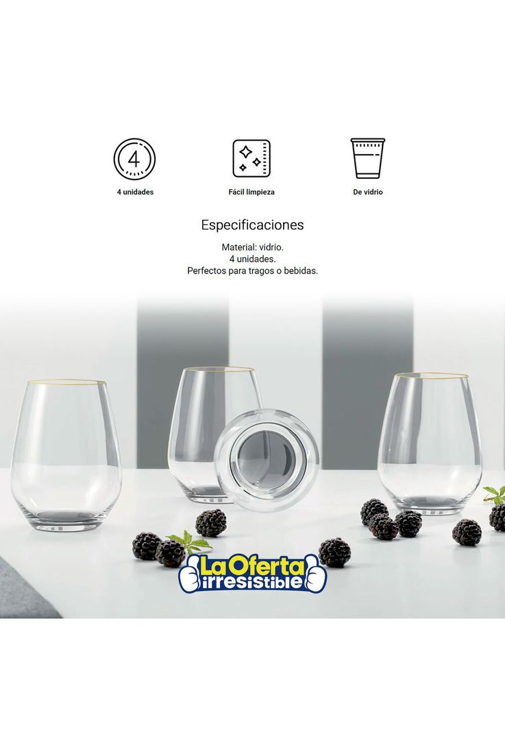 Set 4 Vasos Cocktail Glasso-2