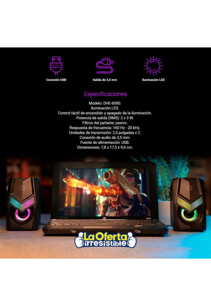 Parlantes para PC Gamer HP DHE-6000-2