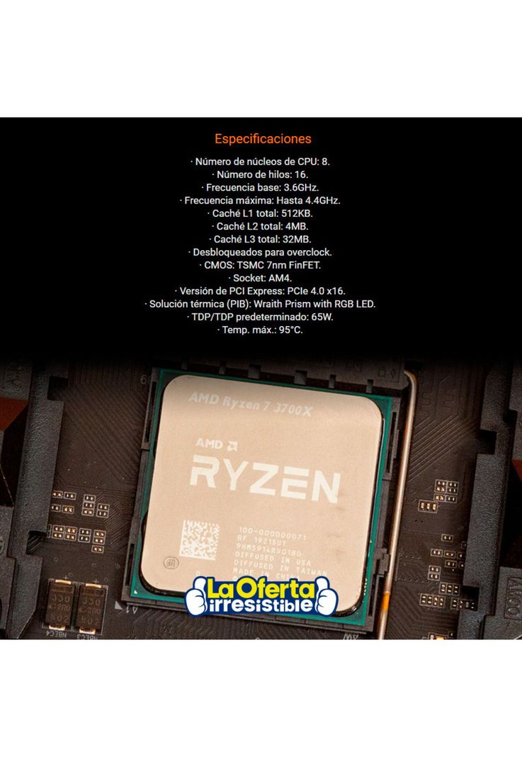 Procesador AMD Ryzen 7 3700X Amd | Paris.cl