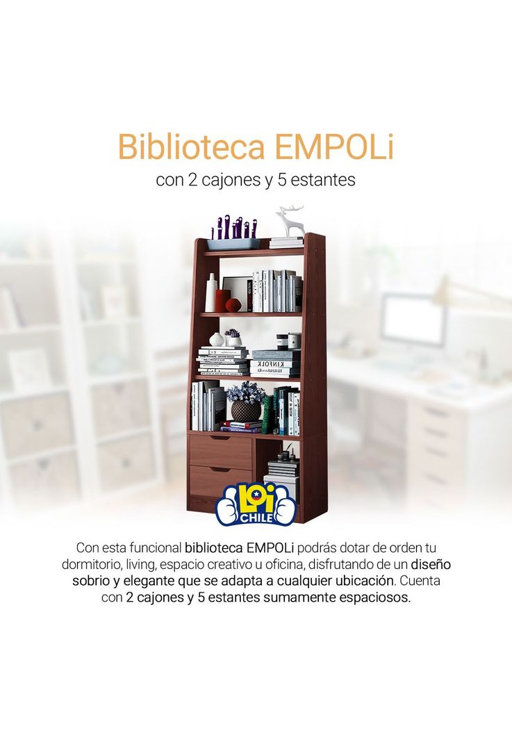 Biblioteca con 2 Cajones Empoli-1