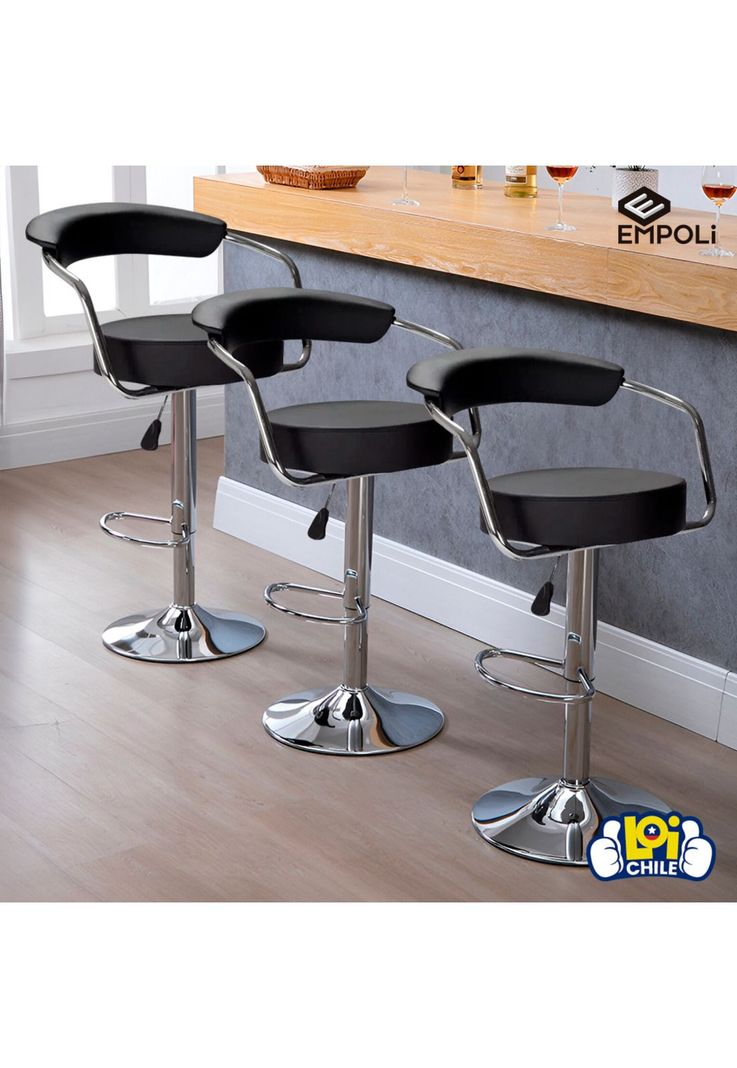 Pack 3 Sillas Piso Bar Taburete Con Respaldo Empoli-5
