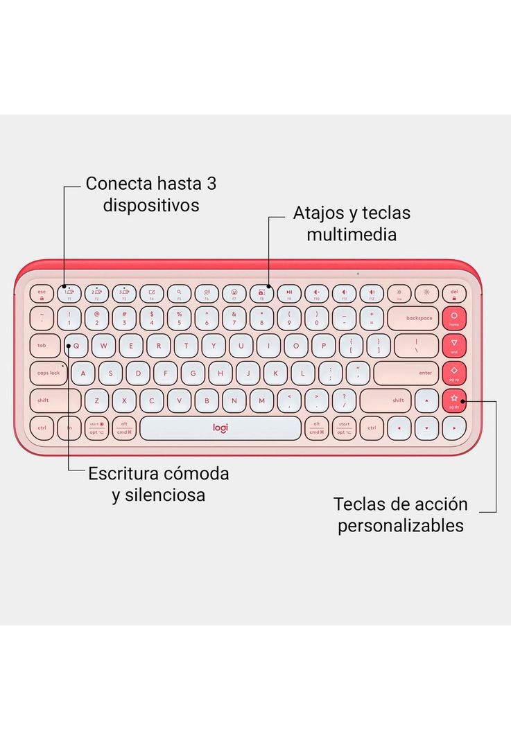 Kit Teclado y Mouse Inalámbricos Logitech Pop Icon Rosa-1