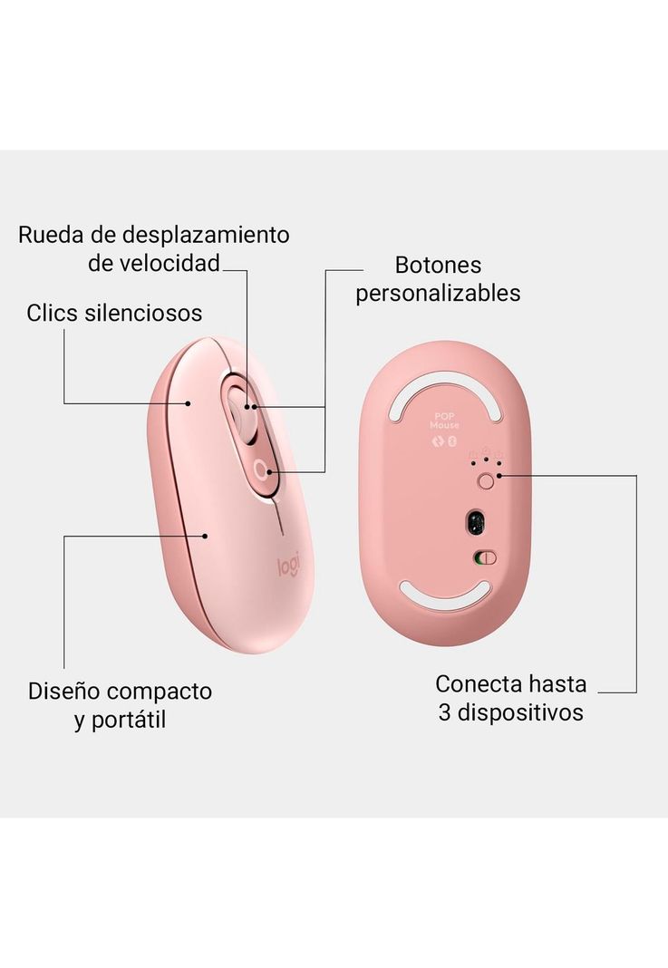 Kit Teclado y Mouse Inalámbricos Logitech Pop Icon Rosa-2