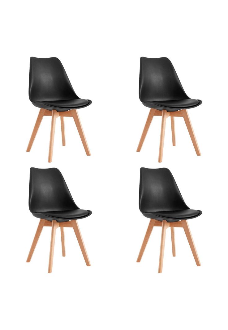 Pack 4 Sillas Eames EMPOLI Tulip Asiento Acolchonado Negra-0