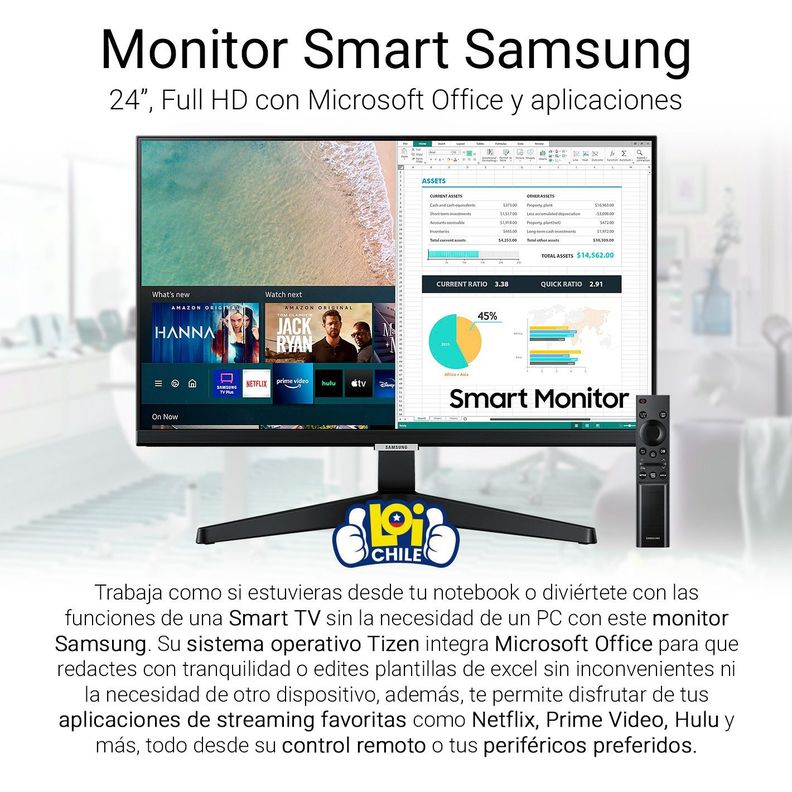 Monitor Smart TV Samsung 24" Full HD IPS 60Hz 14ms Wifi -1