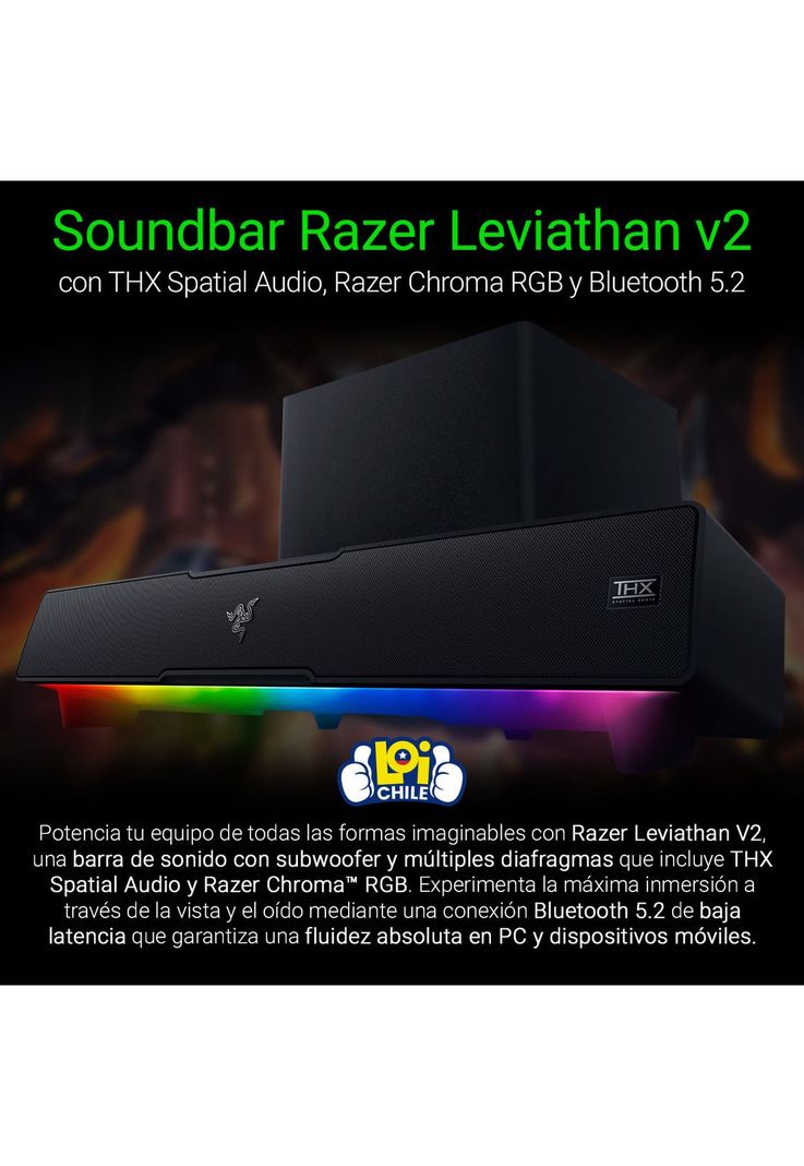 Parlante Gamer Razer Leviathan V2 Subwoofer 65w Bluetooth-1